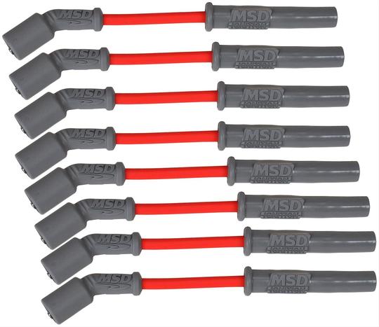 MSD SPARK PLUG WIRES SUPER CONDUCTOR 8.5MM, RED LS1/LS2/LS3/LS6/LS7, SET