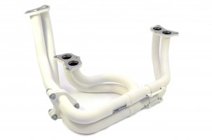 RCM WHITE CERAMIC COATED TWIN SCROLL STAINLESS STEEL TUBULAR EXHAUST MANIFOLD